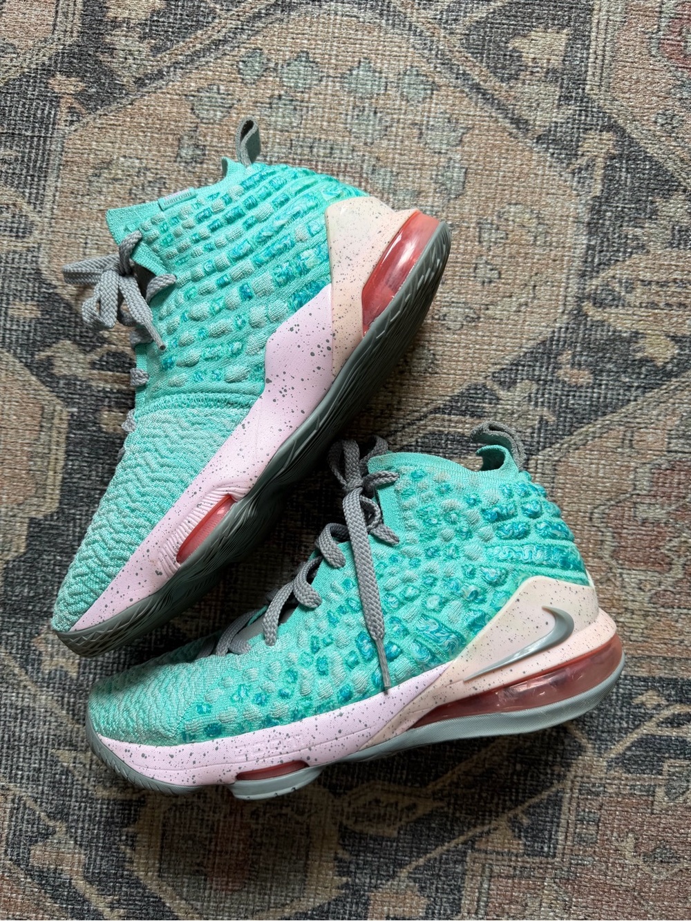 Nike Women's Teal and Pink High-Top Training Sneakers
